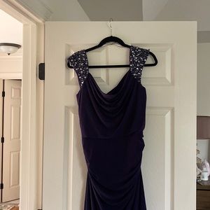 Maggy London Purple Cowl-neck Sequin shoulder Cocktail Dress | Size 8